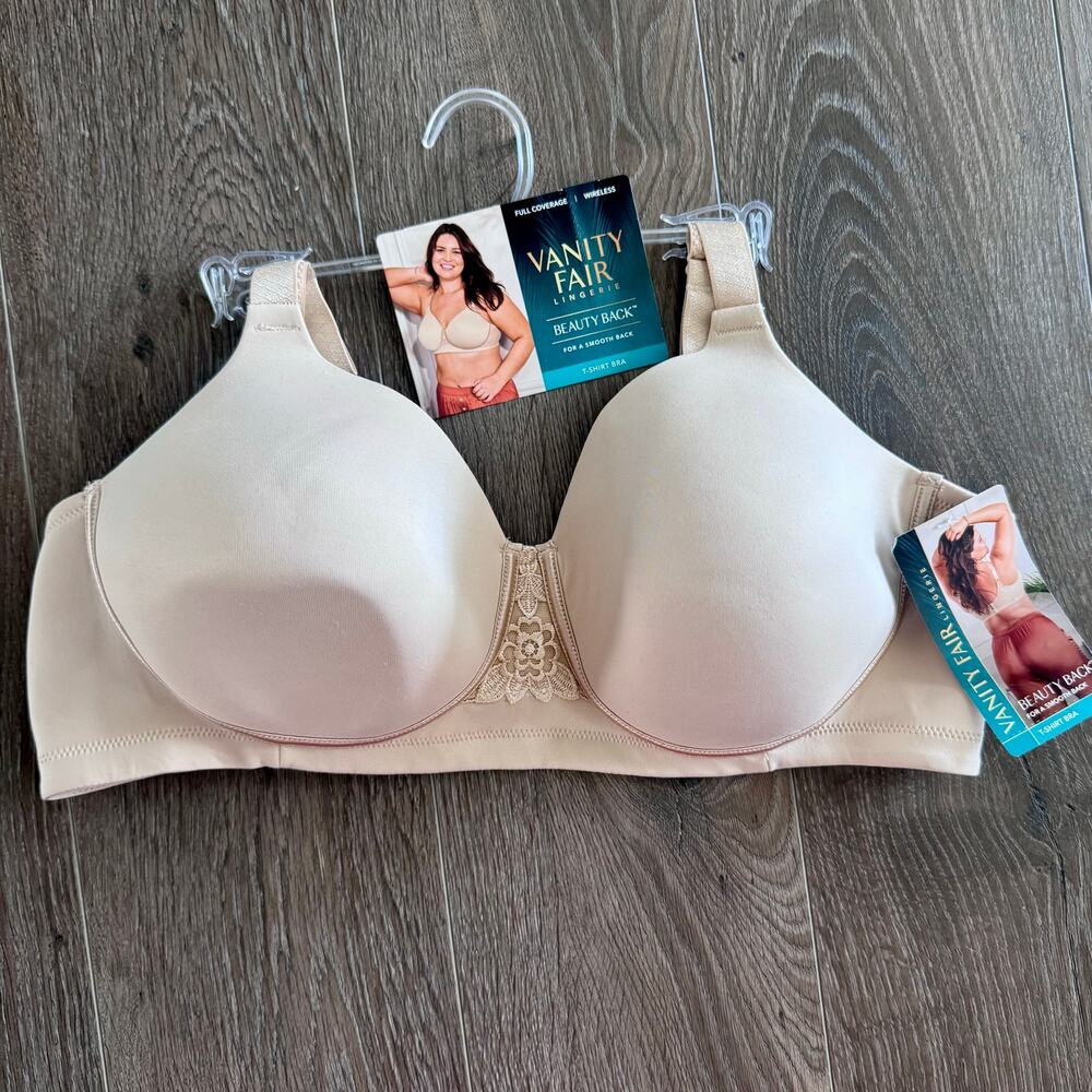 Vanity Fair Beauty Back Full Coverage Wireless Bra Tshirt Nude 71380 42C NEW